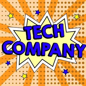 Text caption presenting Tech Company. Business showcase a company that invents Illustrazione stock