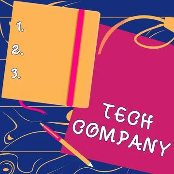 Text caption presenting Tech Company. Concept meaning a company that invents or Illustrazione stock