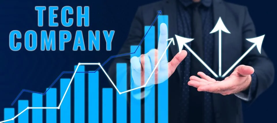 Text caption presenting Tech Company. Internet Concept a company that invents or Foto stock