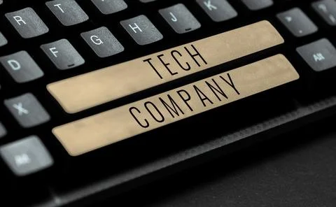 Text caption presenting Tech Company. Business concept a company that invents or 스톡 사진