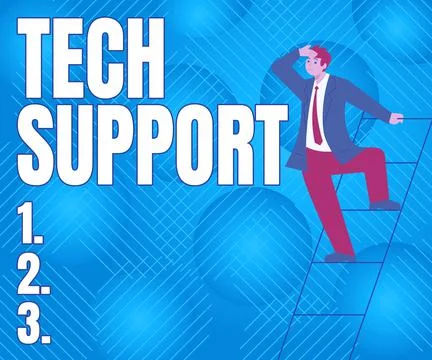 Text caption presenting Tech Support. Concept meaning Assisting individuals who Stock Illustration