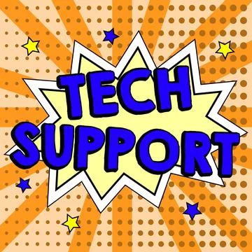 Text caption presenting Tech Support. Word Written on Assisting individuals who Stock Illustration