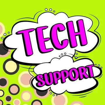 Text caption presenting Tech Support. Word for Assisting individuals who are Stock Illustration