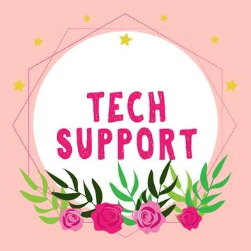Text caption presenting Tech Support. Concept meaning Assisting individuals who イラスト素材