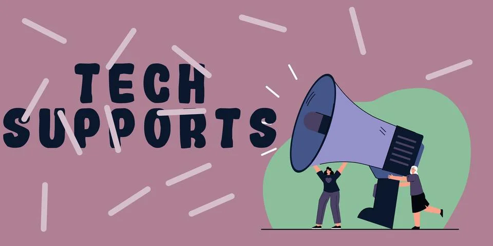 Text caption presenting Tech Supports. Business idea Help given by technician 스톡 일러스트