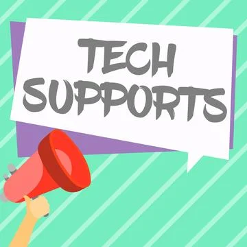 Text caption presenting Tech Supports. Business approach Help given by Illustrazione stock