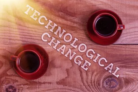 Text caption presenting Technological Change. Business approach increase in the 스톡 사진