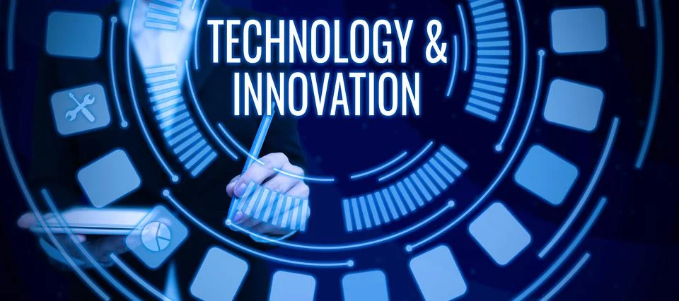 Text caption presenting Technologyandinnovation. Concept meaning Application of Stock Photos