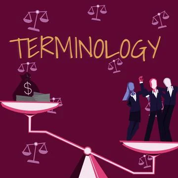 Text caption presenting Terminology. Business showcase Terms used with Ilustración de archivo