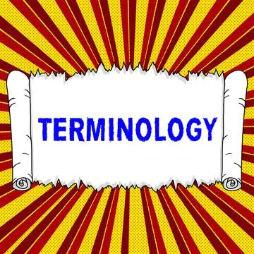 Text caption presenting Terminology. Business approach Terms used with Illustrazione stock