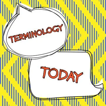 Text caption presenting Terminology. Word for Terms used with particular Illustrazione stock