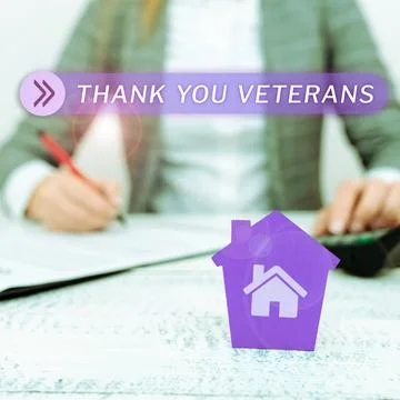 Text caption presenting Thank You Veterans. Business idea Expression of Stock Photos