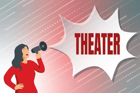Text caption presenting Theater. Business overview building or outdoor area in イラスト素材