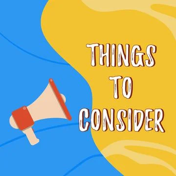 Text caption presenting Things To Consider. Internet Concept list to check or do Stock Illustration