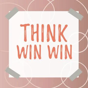 Text caption presenting Think Win Win. Business overview Business Strategy 库存插图