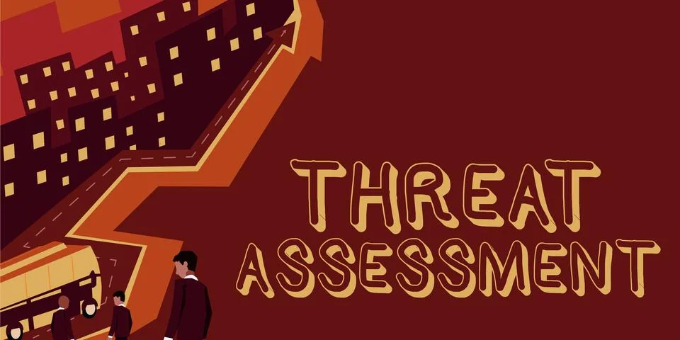 Text caption presenting Threat Assessment. Business showcase determining the 스톡 일러스트