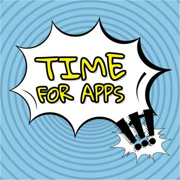 Text caption presenting Time For AppsThe best full-featured service that helps Stock Illustration