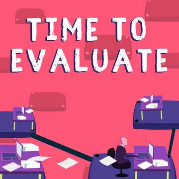 Text caption presenting Time To Evaluate. Word Written on business review Stock Illustration