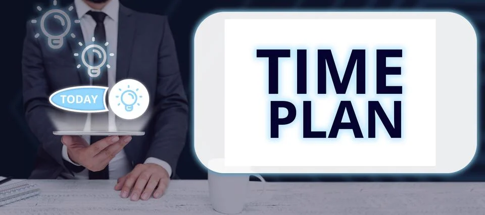 Text caption presenting Time Plan. Business approach a system for paying for Fotos Stock