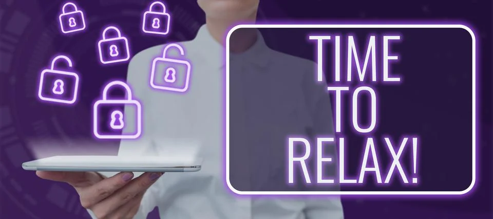 Text caption presenting Time To Relax. Concept meaning resting and keep calm Stock Photos