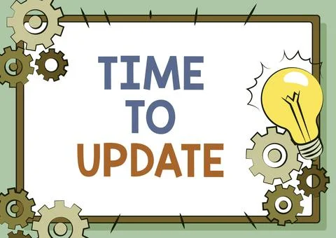 Text caption presenting Time To Update. Word Written on System software update Stockillustratie