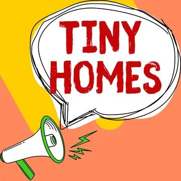 Text caption presenting Tiny Homes. Internet Concept houses contain one room イラスト素材