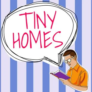 Text caption presenting Tiny Homes. Business idea houses contain one room only イラスト素材