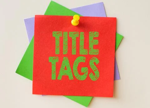 Text caption presenting Title Tags. Business concept the HTML element that Stock Photos