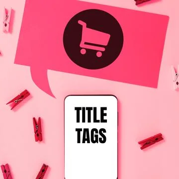 Text caption presenting Title Tags. Business showcase the HTML element that Stock Photos