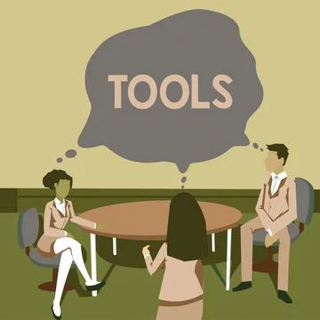 Text caption presenting Tools, Business concept device implement like held an Stock Illustration