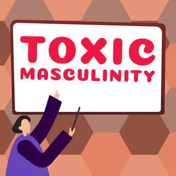 Text caption presenting Toxic Masculinity. Business idea describes narrow Stock Illustration