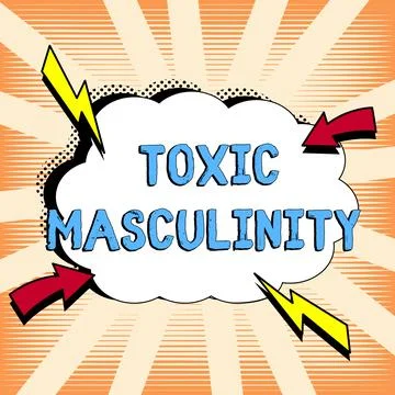 Text caption presenting Toxic Masculinity. Word for describes narrow repressive Stock Illustration