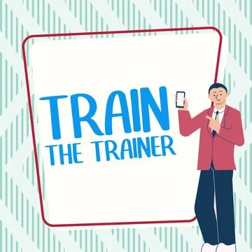 Text caption presenting Train The Trainer. Business idea identified to teach 库存插图