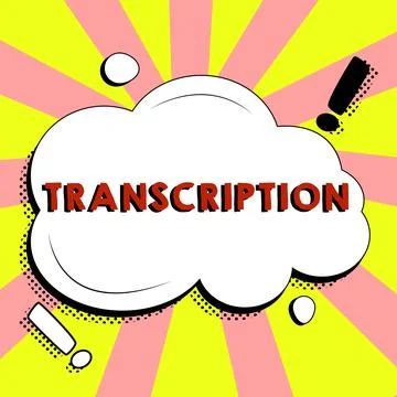 Text caption presenting Transcription. Word Written on Written or printed イラスト素材