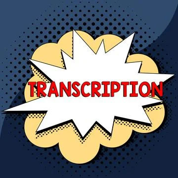 Text caption presenting Transcription. Word for Written or printed version of イラスト素材