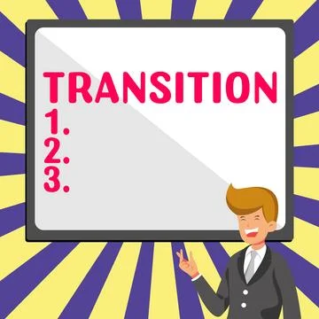 Text caption presenting Transition. Word for a dramatic or sweeping alteration Stock Illustration