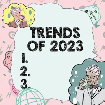 Text caption presenting Trends Of 2023. Business idea things that is famous f Stock Illustration