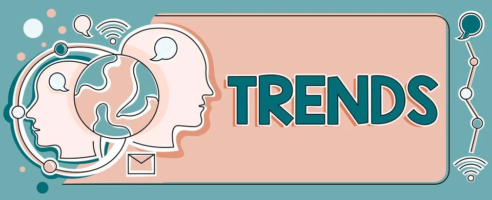 Text caption presenting Trends. Internet Concept general tendency of data points Stock Illustration