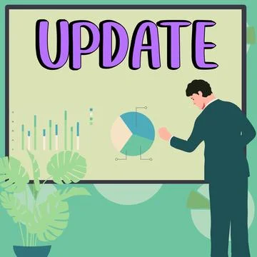 Text caption presenting Update. Business concept Up to date Make something more 库存插图