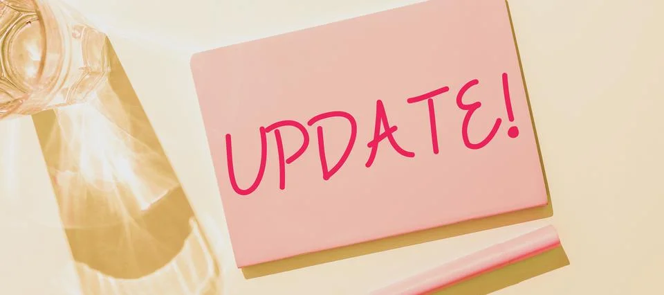 Text caption presenting Update. Concept meaning Up to date Make something mor Stock Photos