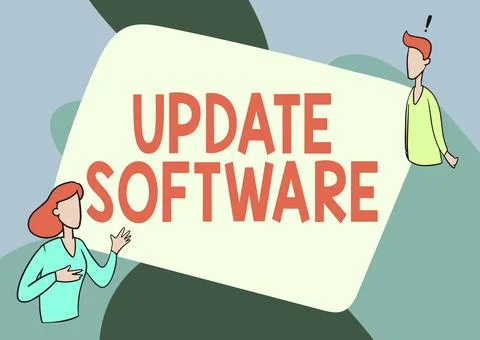 Text caption presenting Update Software. Business overview replacing program イラスト素材