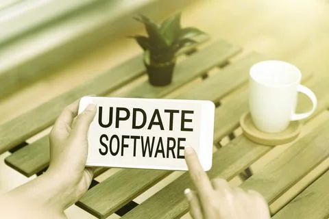 Text caption presenting Update Software. Word for adds minor software 写真素材