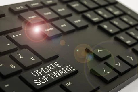 Text caption presenting Update Software. Conceptual photo replacing program with Stock Photos