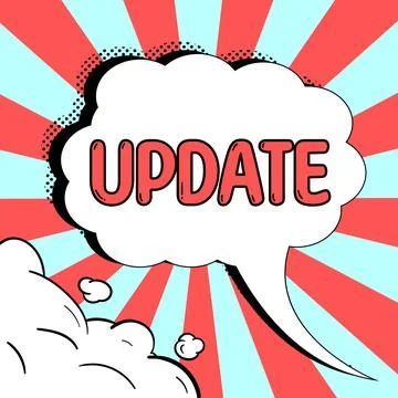Text caption presenting Update. Word for Up to date Make something more modern 库存插图