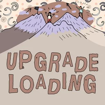 Text caption presenting Upgrade Loading. Word Written on advancement of 스톡 일러스트