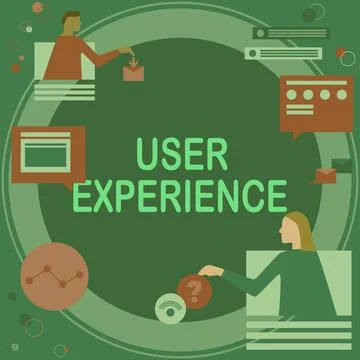 Text caption presenting User Experience. Business overview using website Stock Illustration