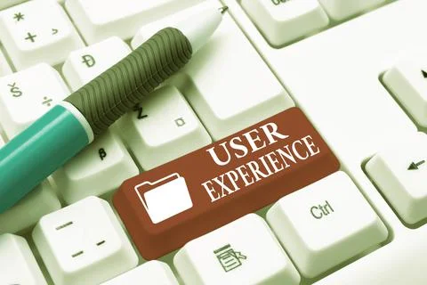 Text caption presenting User Experience. Business overview the overall Foto stock