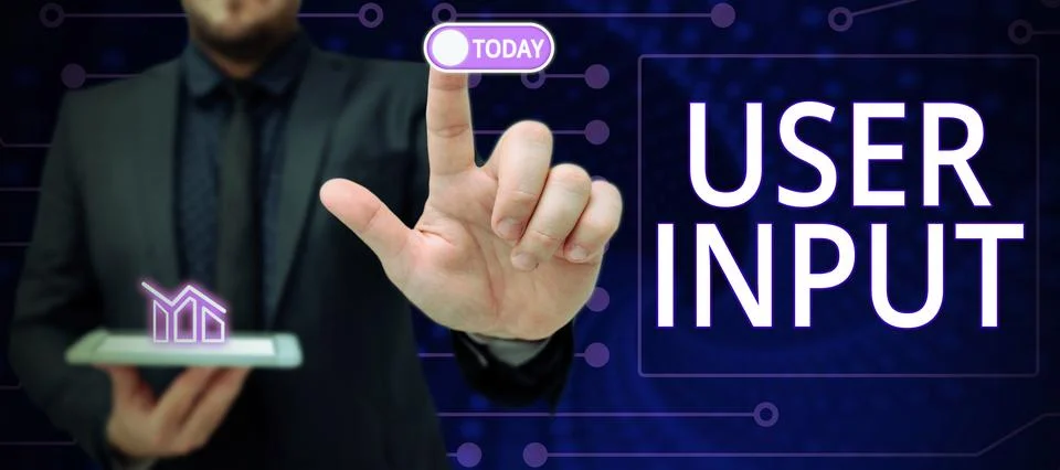 Text caption presenting User Input. Business concept Any information or data 스톡 사진