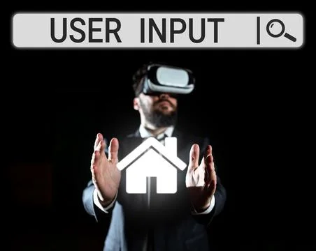 Text caption presenting User Input. Concept meaning Any information or data that Stock Photos