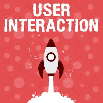 Text caption presenting User Interaction. Concept meaning how the customer acts Illustrazione stock